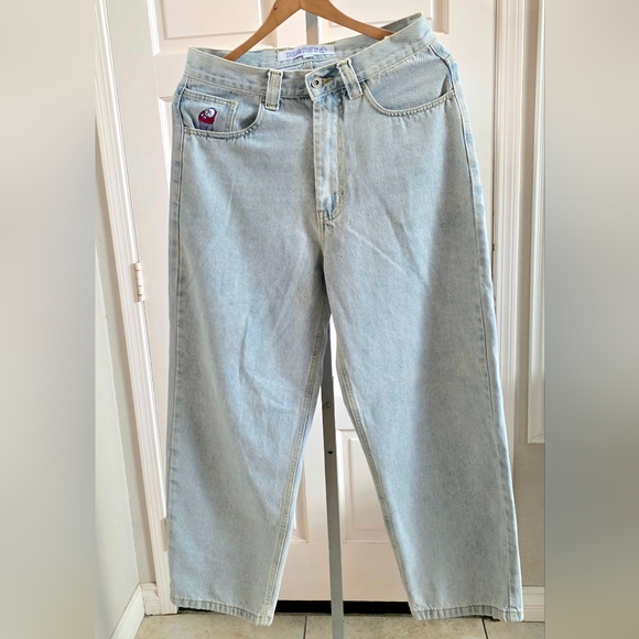 Rare Polar Skate Company 93! Big Boy baggy Blue denim jeans size small skate uni